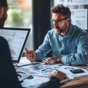 An image of a business undergoing a diagnostic evaluation by a thirdparty professional with experience across various industries and functions